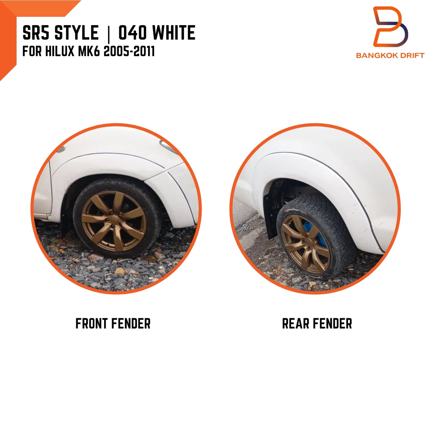 White Fender Flare Arch for Toyota Hilux Ute Vigo MK6 2005-2011 Double Cab