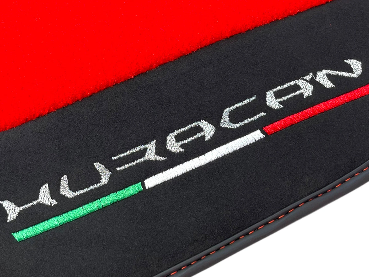 Red Floor Mats for Lamborghini Huracan with Alcantara Leather (2014-2023)