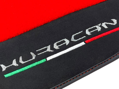 Red Floor Mats for Lamborghini Huracan with Alcantara Leather (2014-2023)