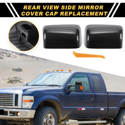 Rearview Mirror Cover Cap  Black Carbon Fiber for Ford Excursion, F150, F250 (2000-2005)