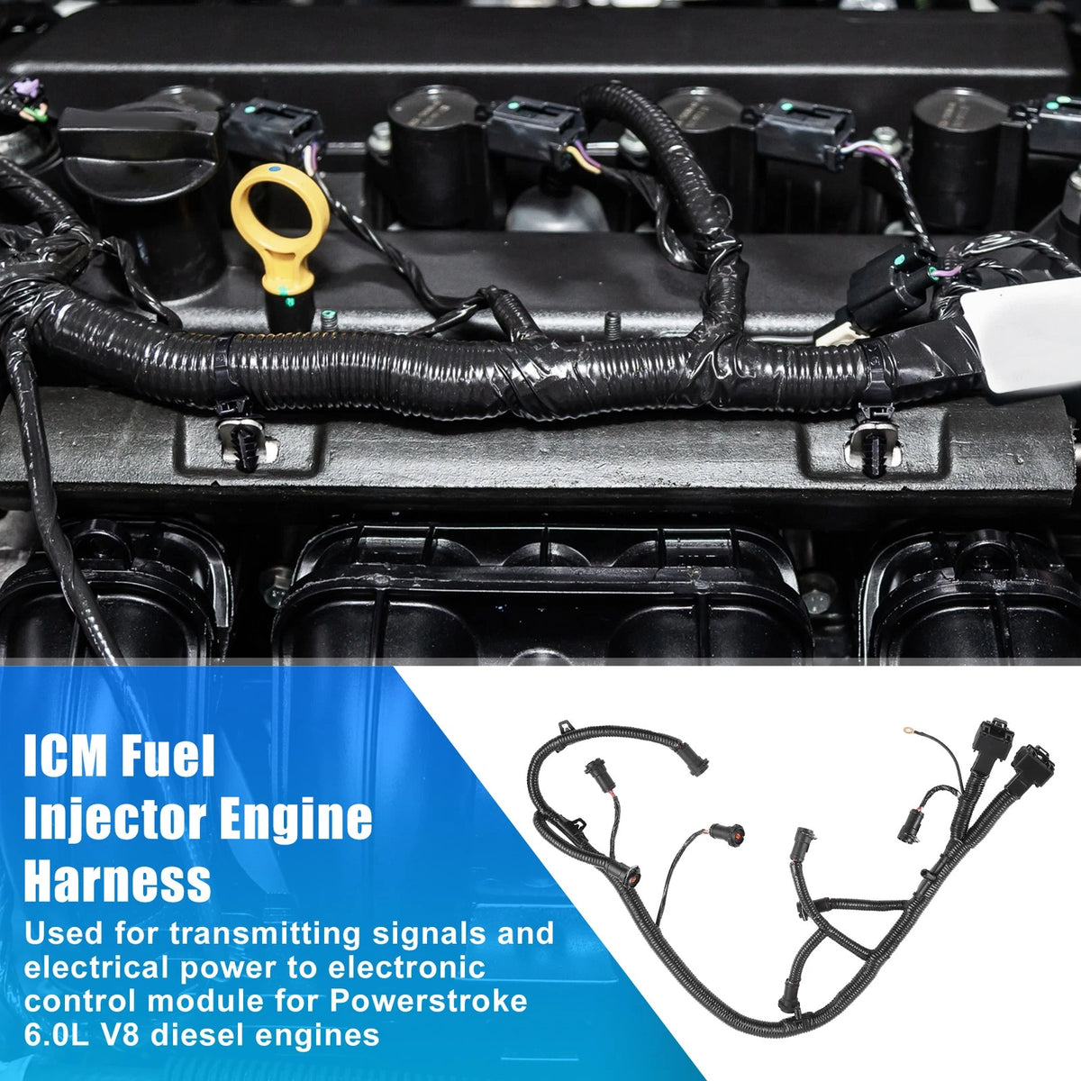 FICM Fuel Injector Wiring Harness for Ford Powerstroke V8 Diesel (2003-2007)