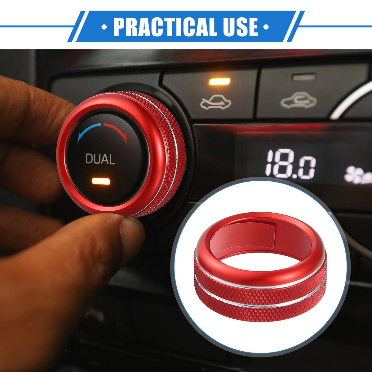 3 x AC Climate Control Knob Rings for Chevrolet Corvette C6 (2005-2013)