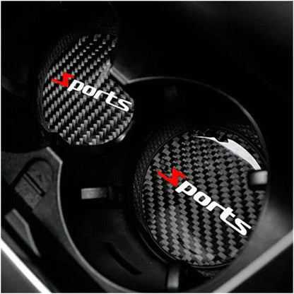 Black Carbon Fiber Water Cup Holder Pad Mat Cushion Non-Slip for Car