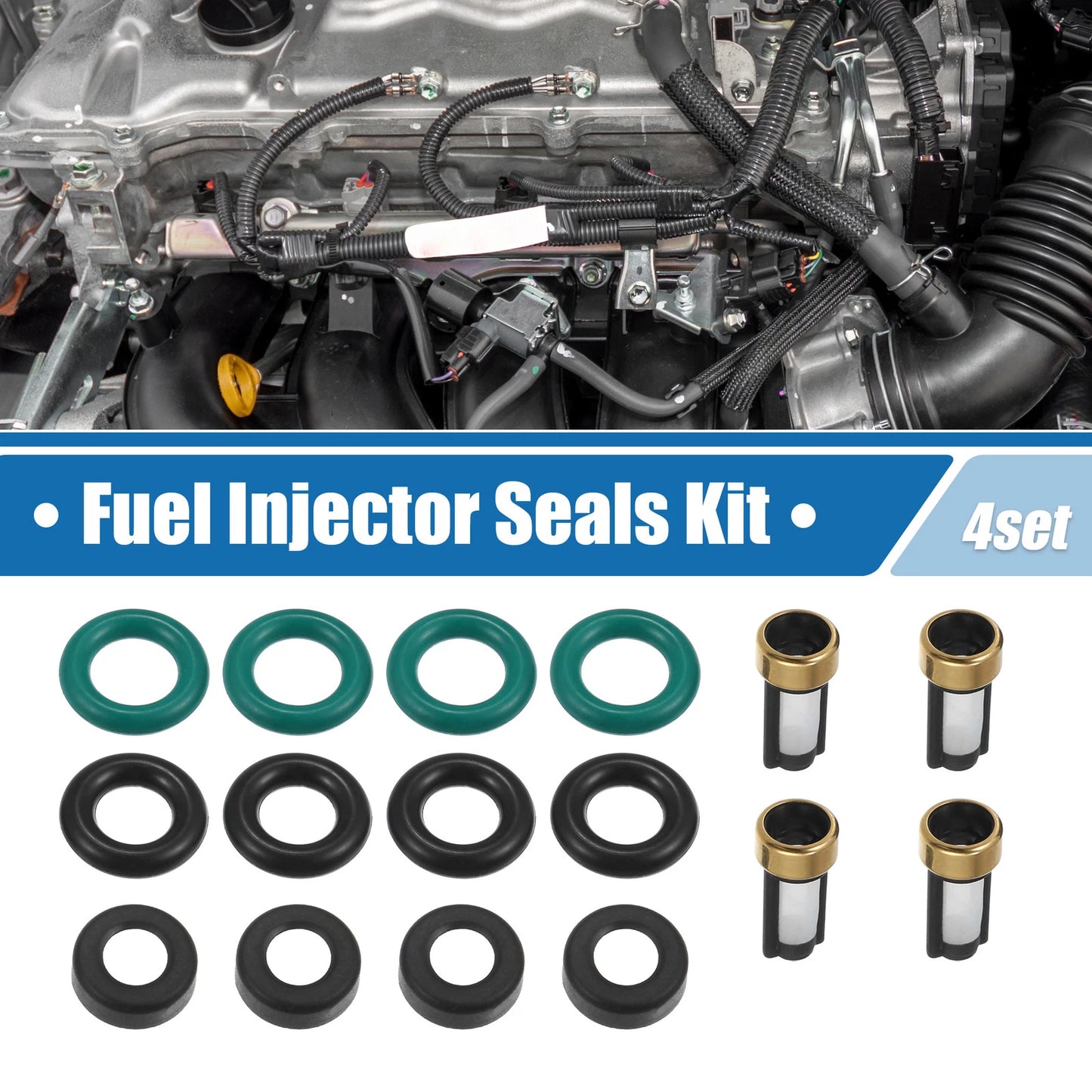 4 x Fuel Injector O-Rings Seals with Micro Filters for Honda Civic Acura