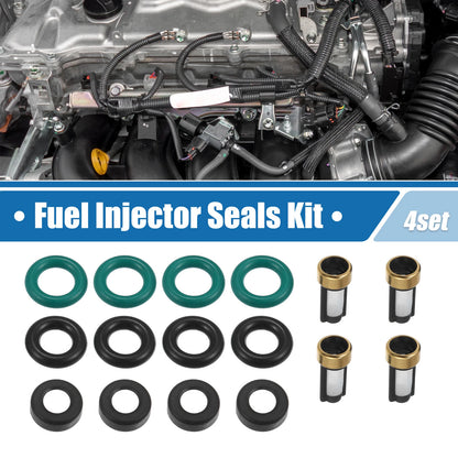 4 x Fuel Injector O-Rings Seals with Micro Filters for Honda Civic Acura