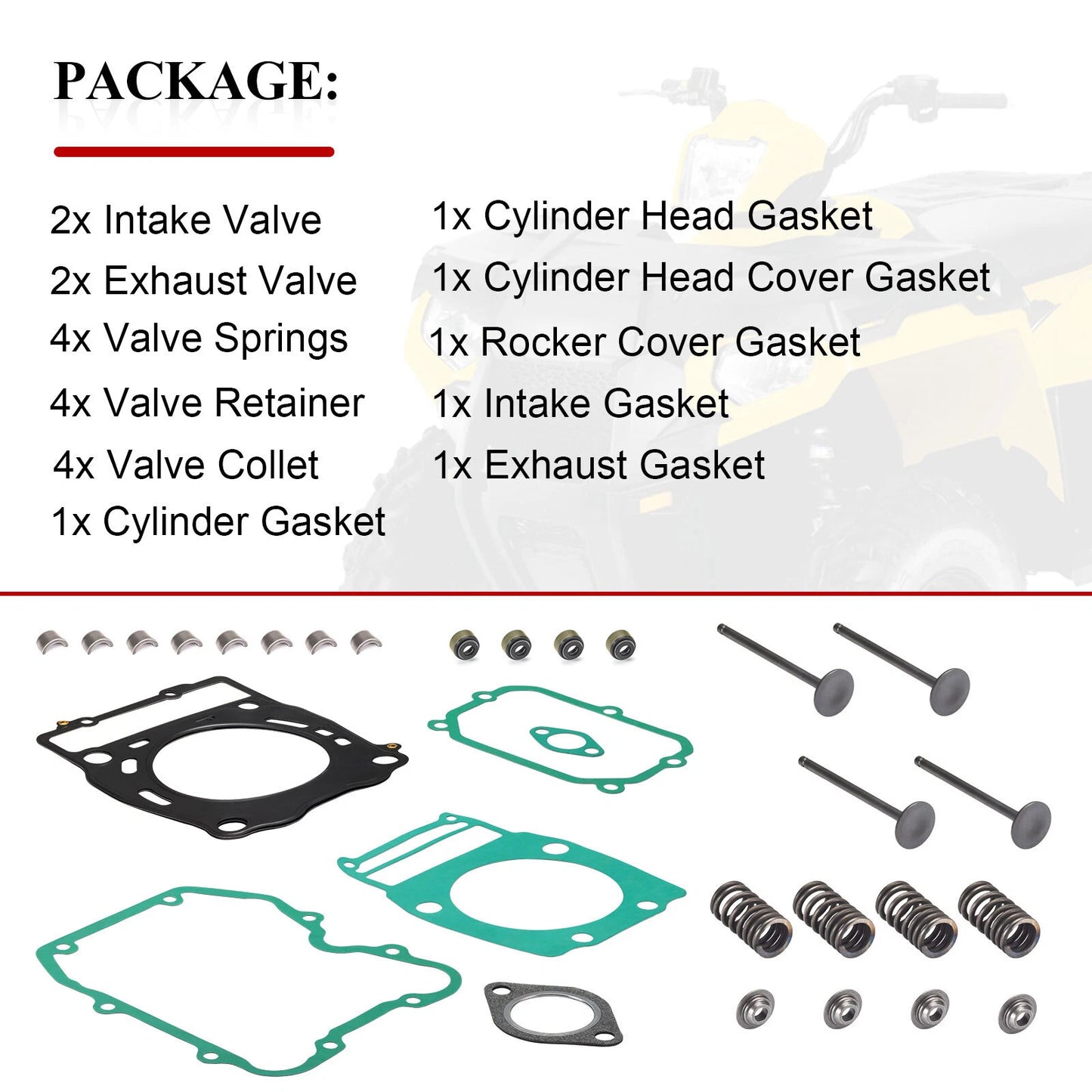 Cylinder Head Valve Gasket Kit for Polaris Sportsman Scrambler 500 (1996–2014)