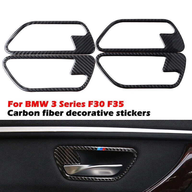 4 x Carbon Fiber Door Handle Panels Decals for BMW F30 F34 (2012-2019)