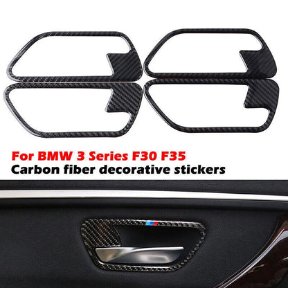 4 x Carbon Fiber Door Handle Panels Decals for BMW F30 F34 (2012-2019)