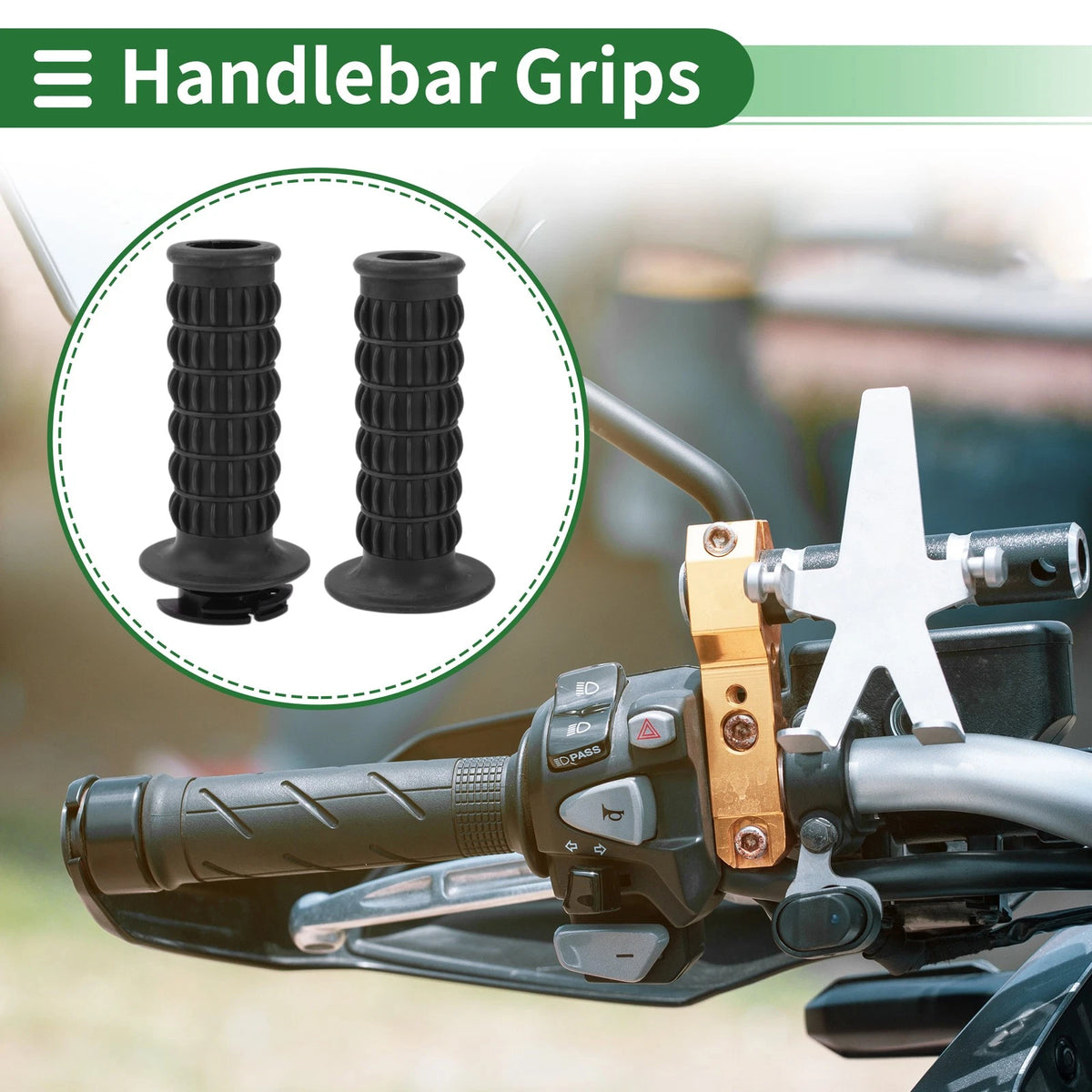 7/8 22mm Hand Grips Cover Kit for Motorcycle Bar Throttle TPU Black