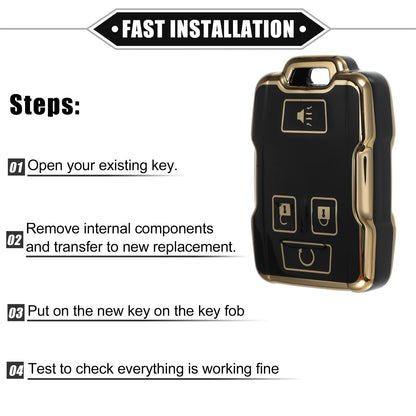 4-Button Key Fob Cover for Chevy Suburban & GMC TPU Black