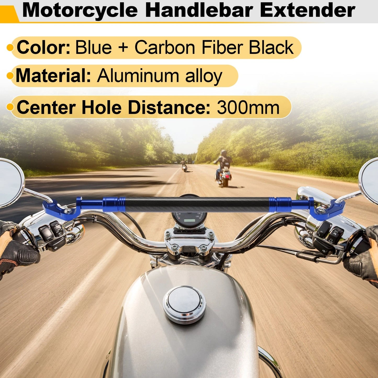 Handle Bar Extender Bracket 300mm for Motorcycle Balance Blue Black