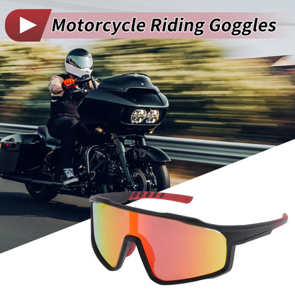 Motorcycle Riding Goggles Red Lens Black Frame Tri-Acetyl Cellulos