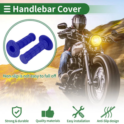 7/8 22mm Hand Grips Cover Rubber Deep Blue Checkered Pattern for Motorcycle
