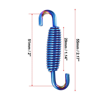 6 x 55mm 2.17" Motorcycle Muffler Exhaust Pipe Spring Stainless Steel Blue