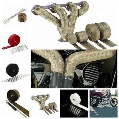 5M Heat Protection Wrap Belt for Motorcycle Exhaust Pipes with Steel Straps