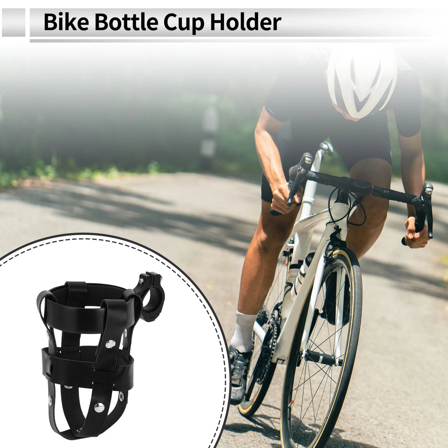 Cup Holder Universal for Motorcycle Bicycle Black PU Aluminum Alloy