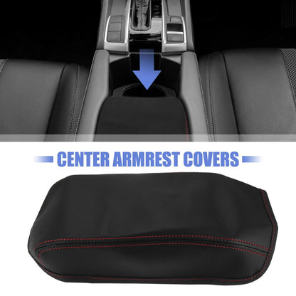 Microfiber Leather Armrest Cover Pad for Honda Civic (2012-2015) Black/Red