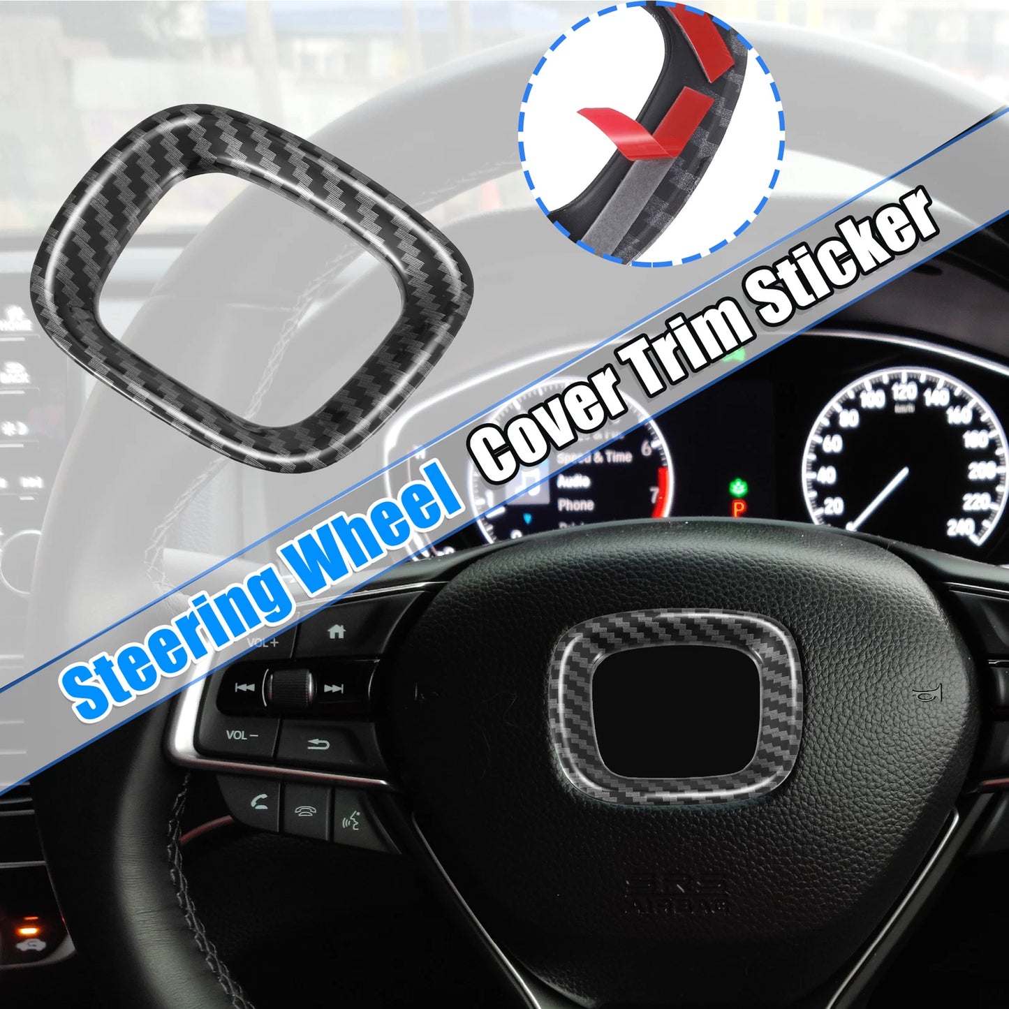 Steering Wheel Cover Trim for Honda Accord (2018-2022) Carbon Fiber Pattern