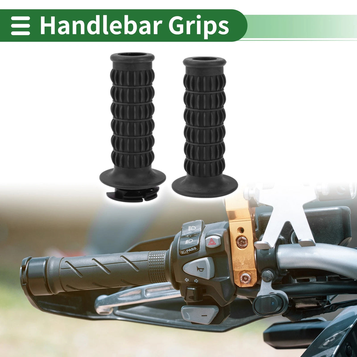 7/8 22mm Hand Grips Cover Kit for Motorcycle Bar Throttle TPU Black