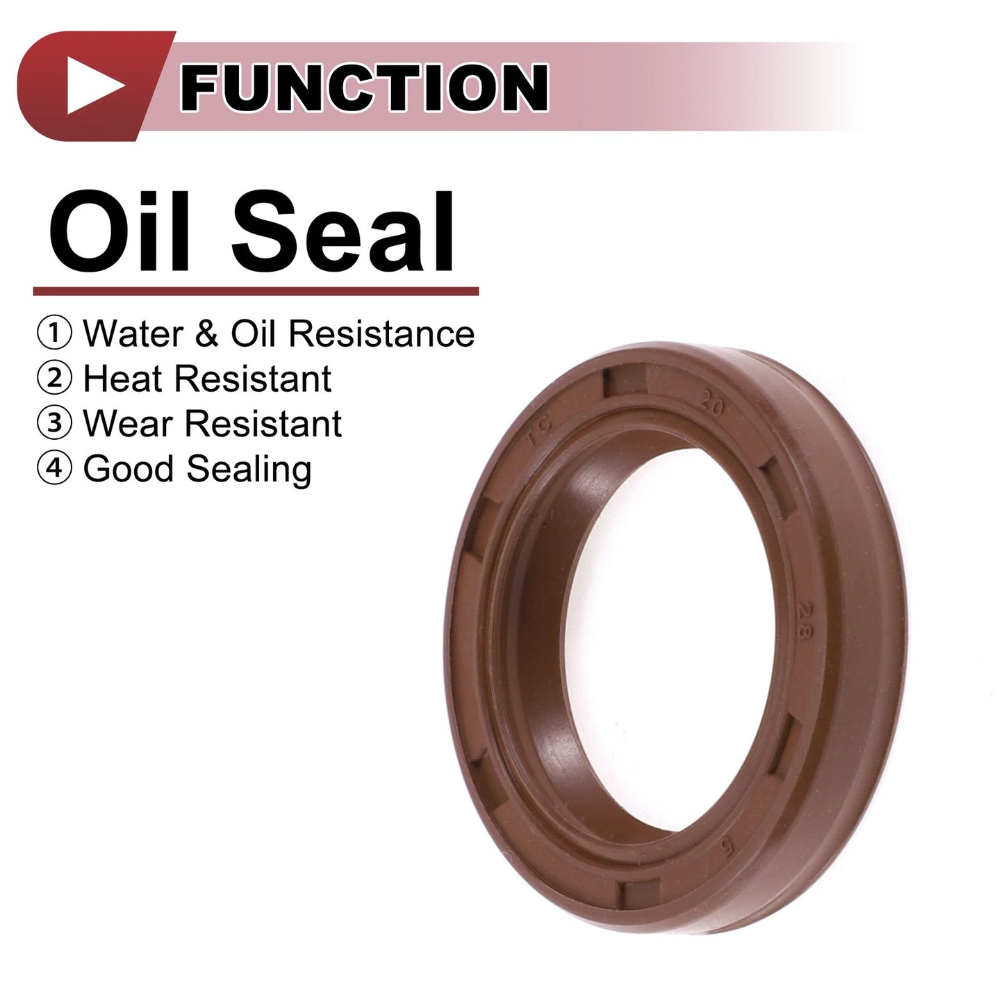 Oil Seal 20x28x5mm Brown 2 x Rotary Shaft Seal FKM Rubber for Make Model