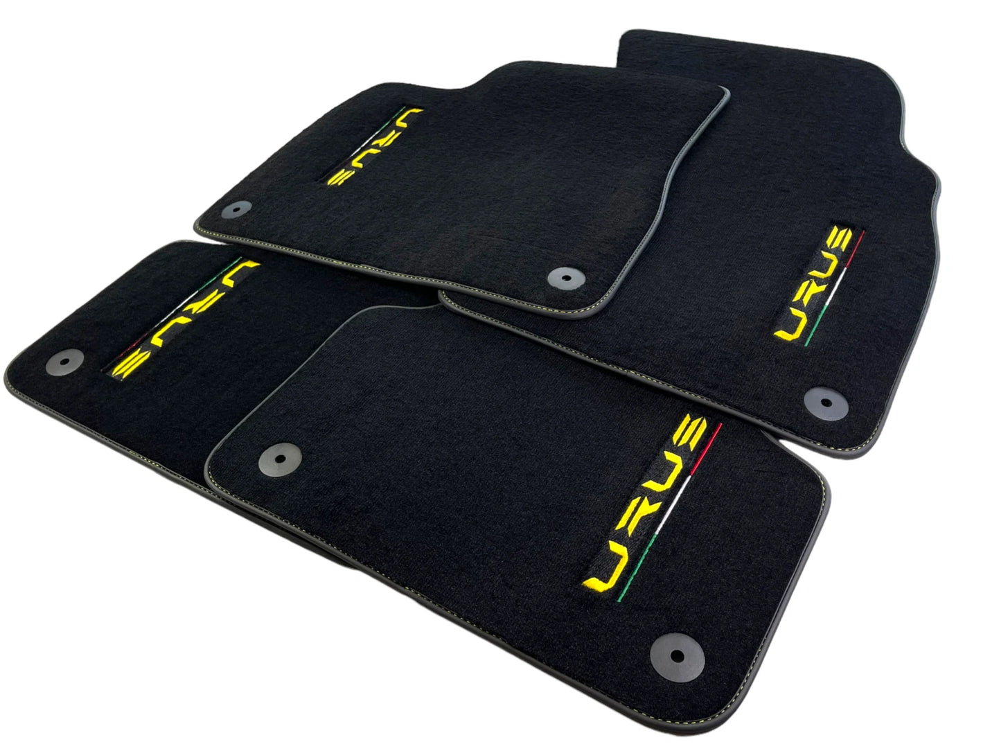 Floor Mats for Lamborghini Urus 2018-2024 Black Carpets with Yellow Stitching