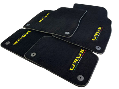 Floor Mats for Lamborghini Urus 2018-2024 Black Carpets with Yellow Stitching