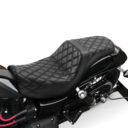 Black Driver Passenger Seat for Harley Dyna Super Glide Street Bob (2006-2017)