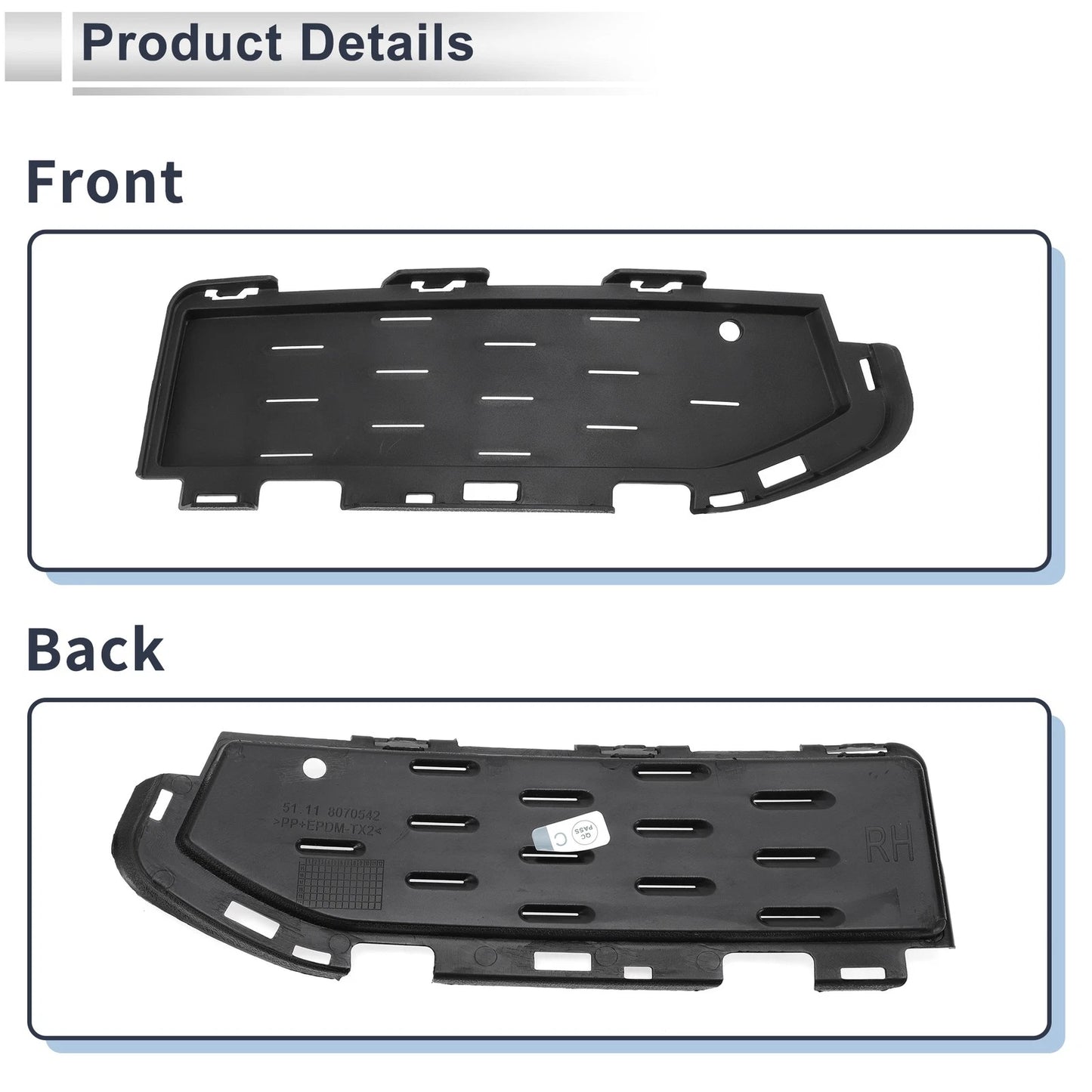 1 x Front Right Fog Light Grill for BMW 5 Series (2018-2020)