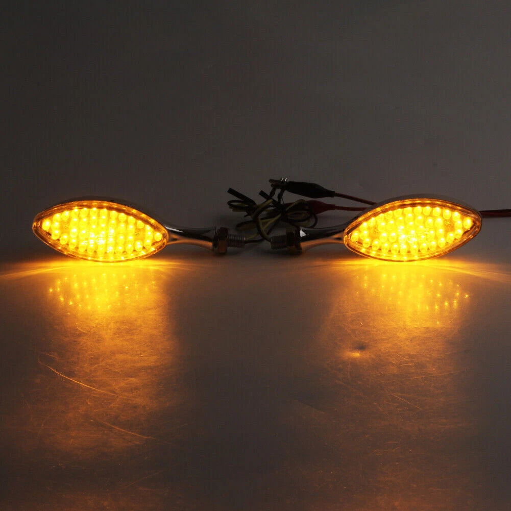 2 x Universal Motorcycle Chrome LED Turn Signal Indicators for Make & Model