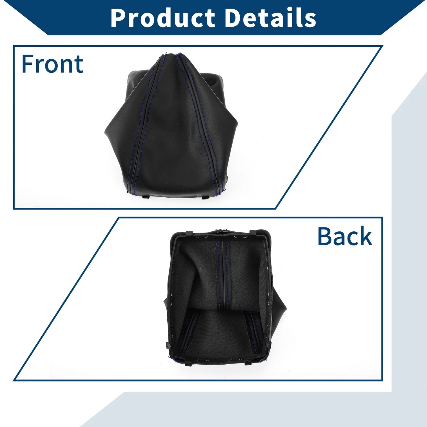 Car Gear Shift Stick Gaiter Black Blue Leather for Ford Focus C-MAX (2003-2010)