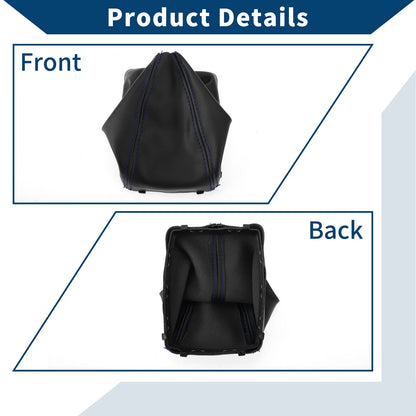 Car Gear Shift Stick Gaiter Black Blue Leather for Ford Focus C-MAX (2003-2010)