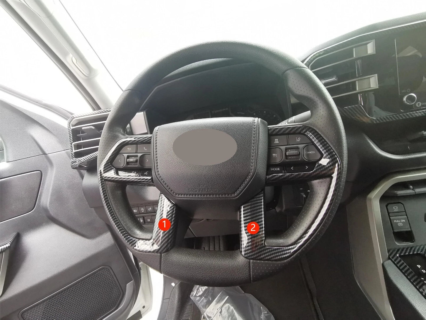 Steering Wheel Frame Carbon Fiber Cover Trim for Toyota Tundra (2022-2023) 2 x