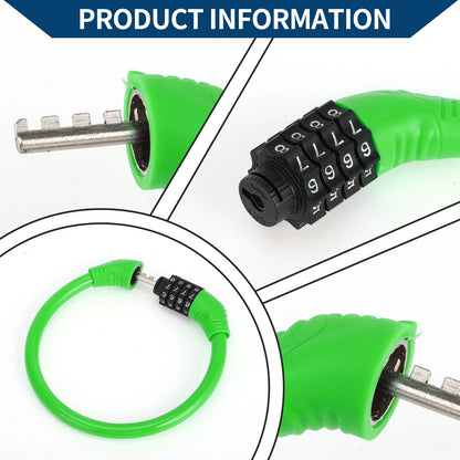 Anti-Theft 4-Digit Mini Bicycle Lock Ring - Green
