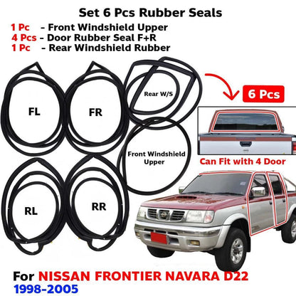 Windshield Front Rear Door Rubber Fits Nissan Frontier D22 4D Pickup 1998-05 D05
