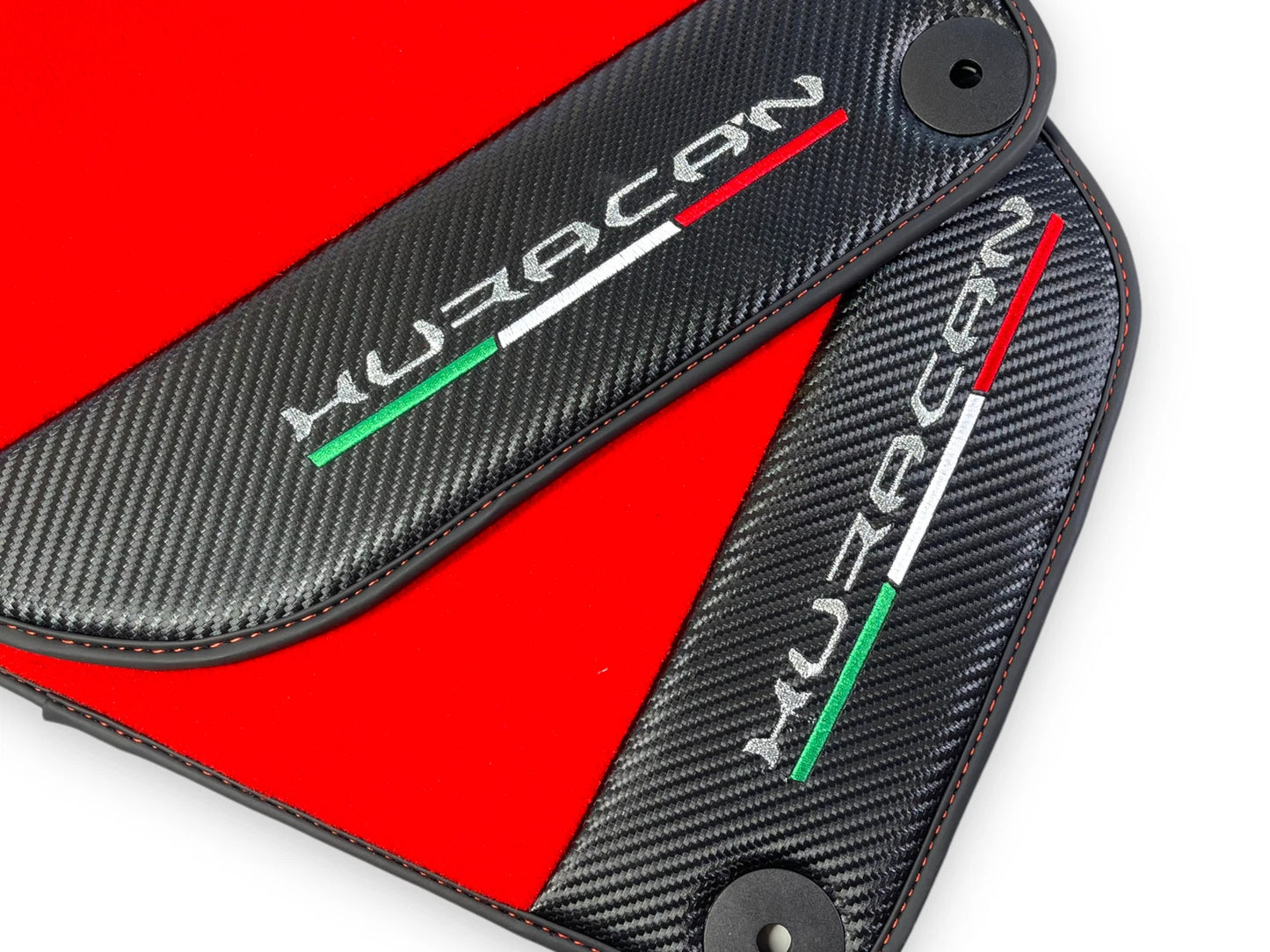 Red Floor Mats for Lamborghini Huracan (2014-2023) - Carbon Fiber Leather