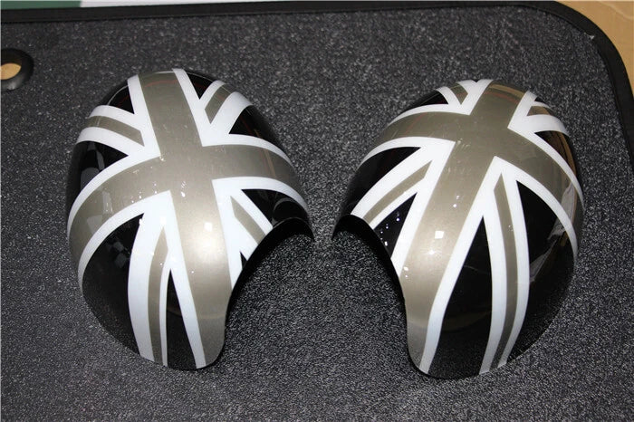 Grey Union Jack Rear Mirror Cover Trim Fit For Mini Cooper R50 R52 R53 02-06