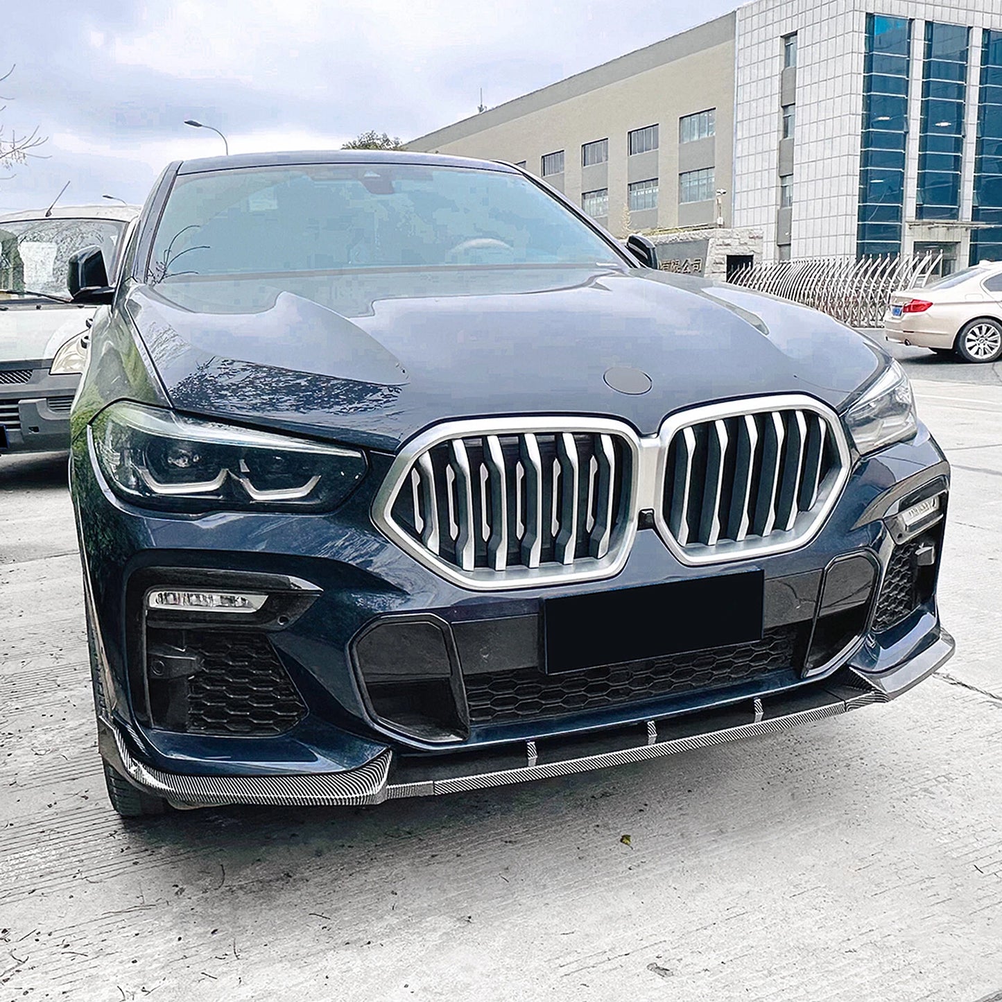 Front Bumper Spoiler Lip for BMW X6 G06 M Sport (2019-2023) Carbon Fiber Look