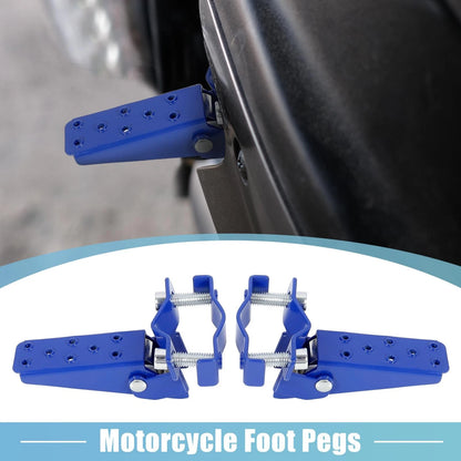 1 Pair 8mm Stainless Steel Motorcycle Rearset Fold Footrest Blue for Bike