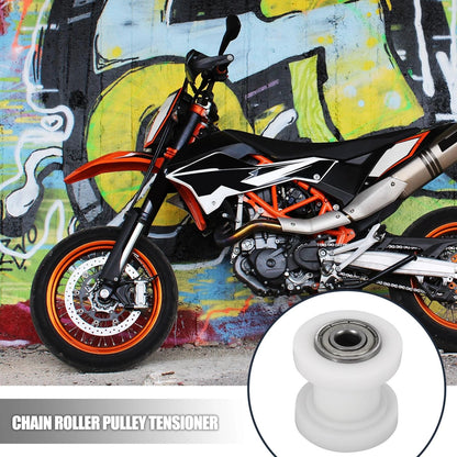 8mm Chain Roller Pulley Slider Tensioner Wheel Guide White for Motorcycle ATV