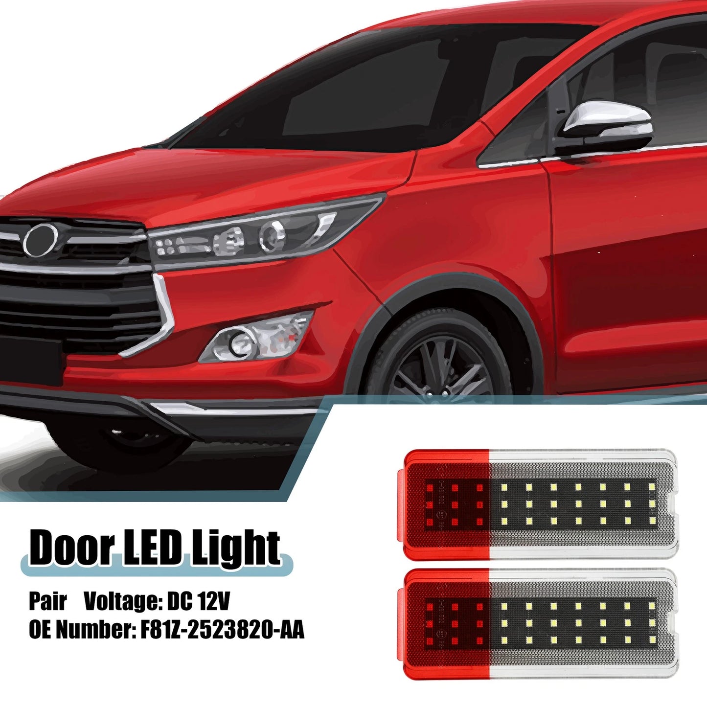 LED Door Light Reflector for Ford (F-150, F-250, F-350) 2 x White Red