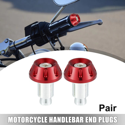 Handlebar End Plugs Caps 1 Pair 7/8" 22mm Aluminum Alloy for Motorcycle Red