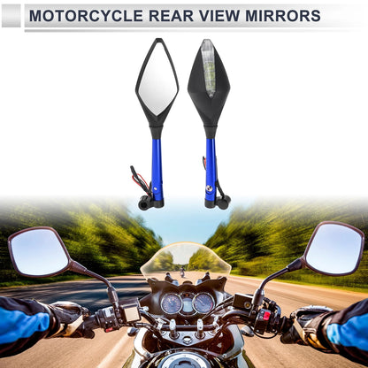 M8/M10 Rear View Mirror Handlebar Mirrors Blue Aluminum Alloy 1 Set