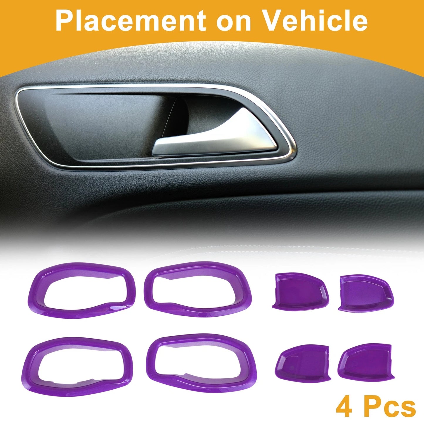 Purple ABS Interior Door Handle Bowl Cover Trim for Jeep Renegade (2015-2023)