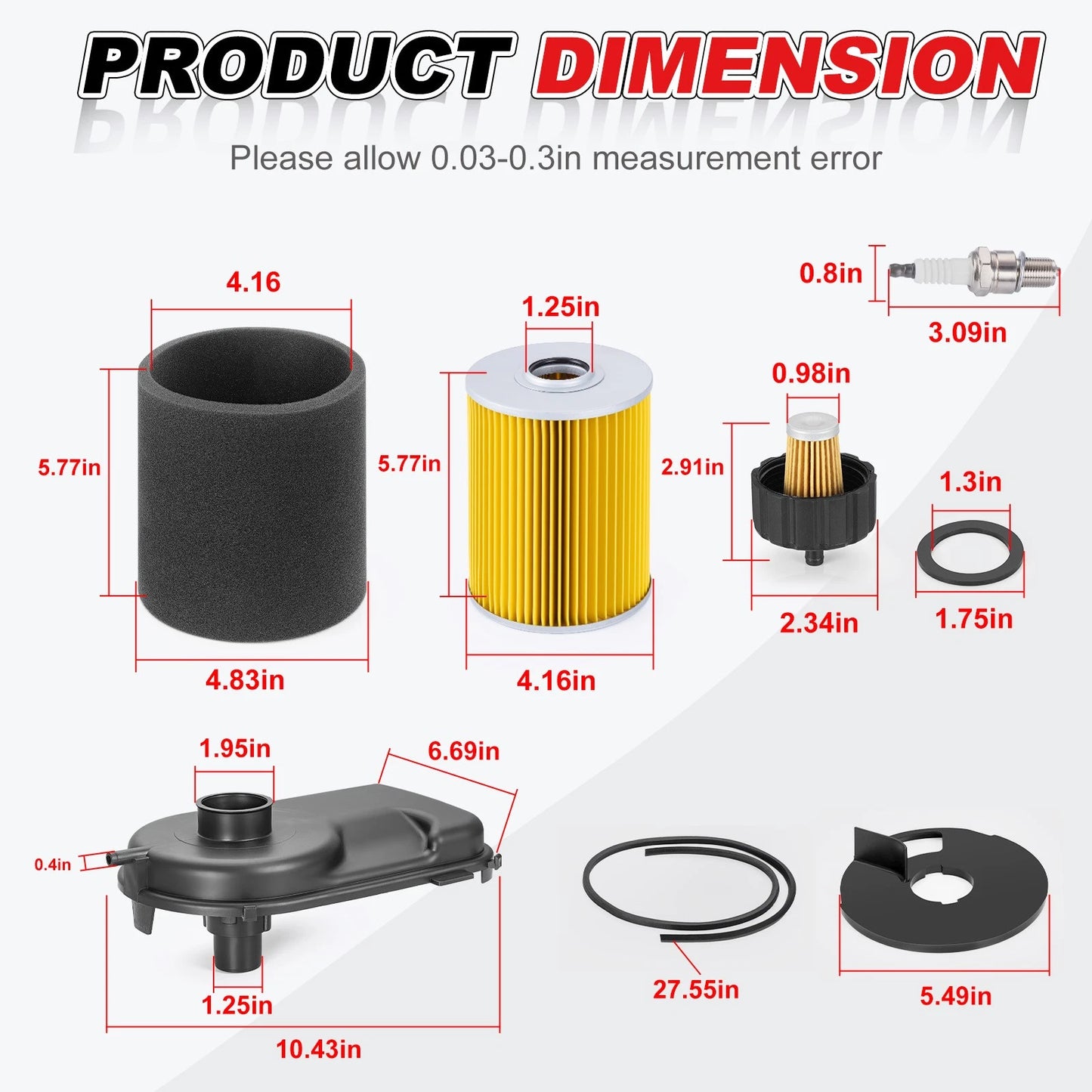 Tune Up Kit for Yamaha G2 8 9 11 Air/Fuel Filters, Air Box Cap
