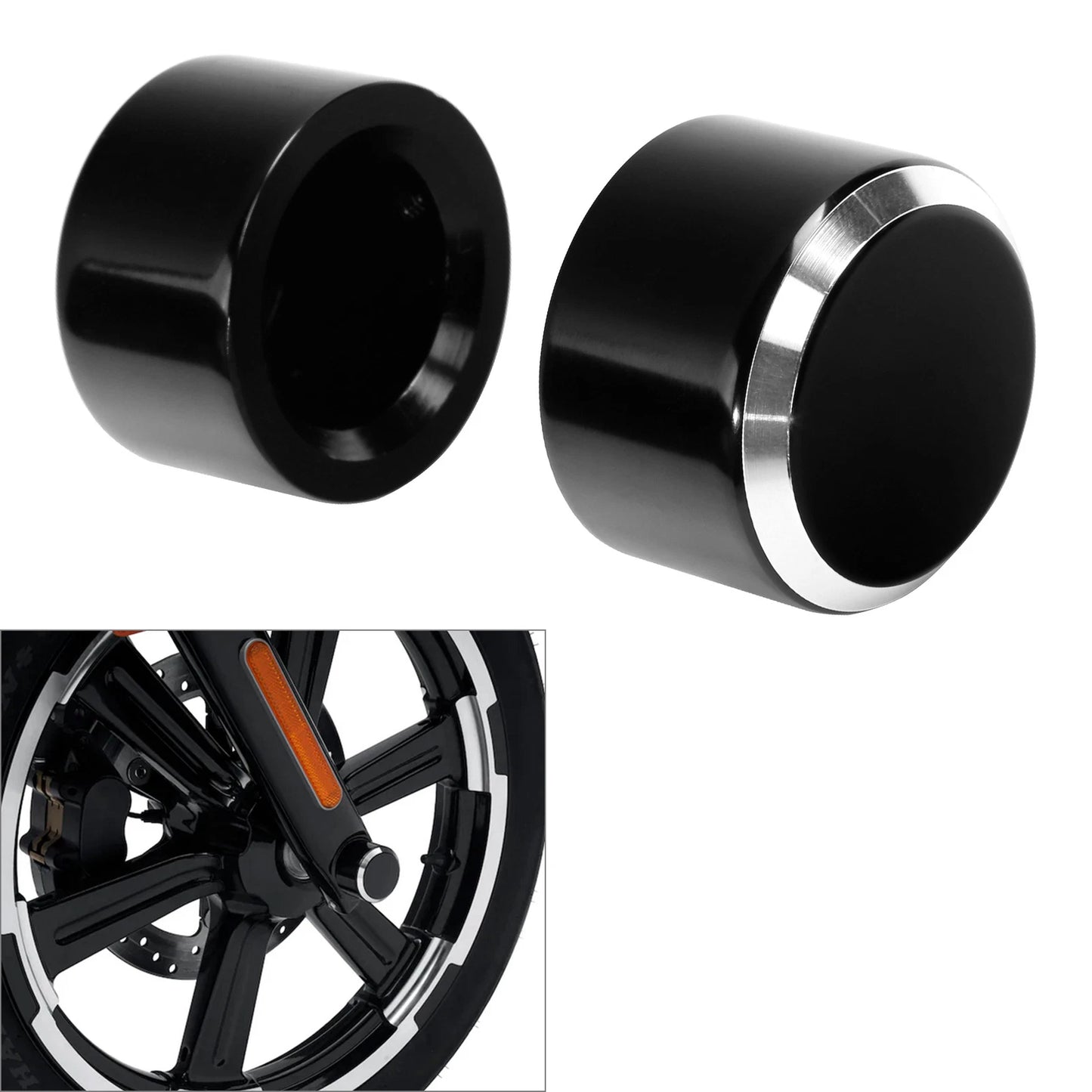 Black Front Axle Nut Covers for Harley Electra Road Glide Sportster