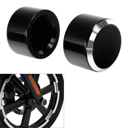 Black Front Axle Nut Covers for Harley Electra Road Glide Sportster