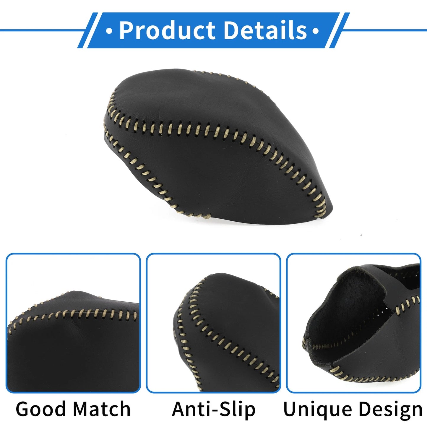 Car Gear Shift Knob Cover for Toyota RAV4 (2019-2024) Black Beige Faux Leather