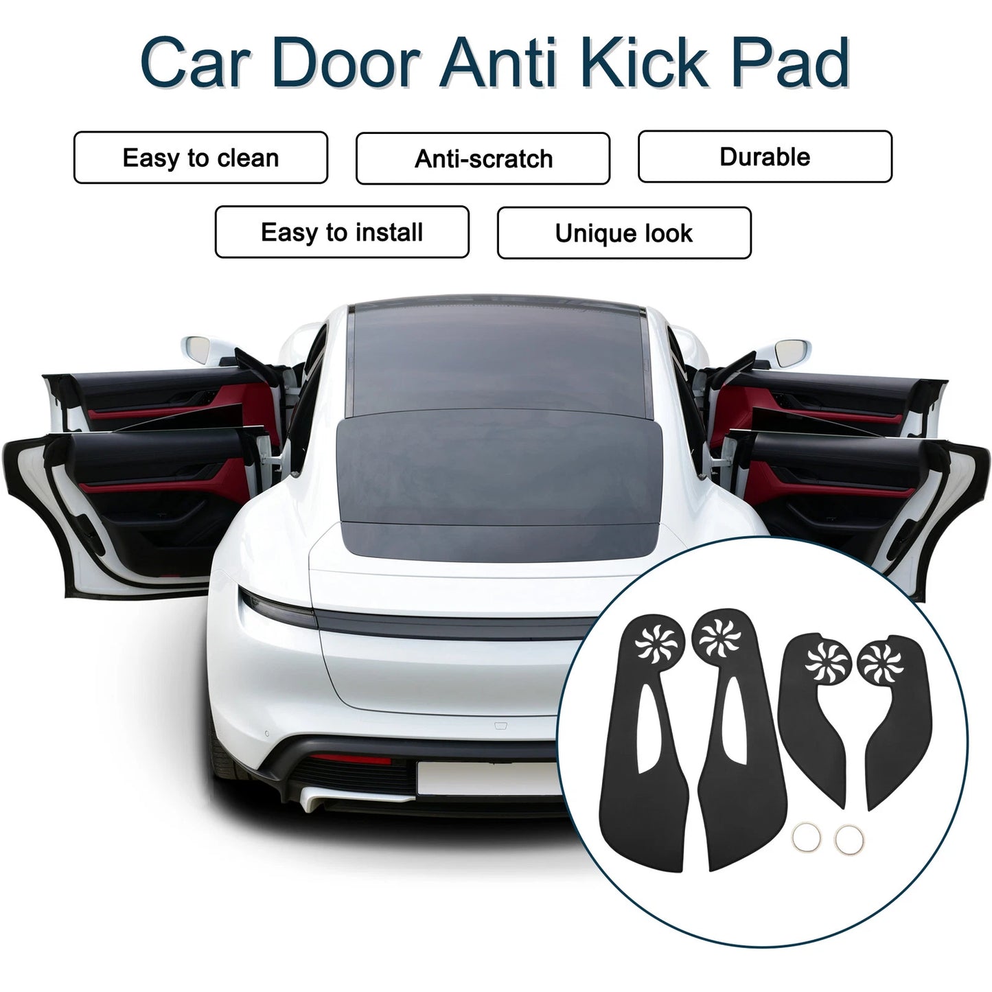 Car Door Anti Kick Pad Sticker Protector for Honda Fit (2008-2013) Black