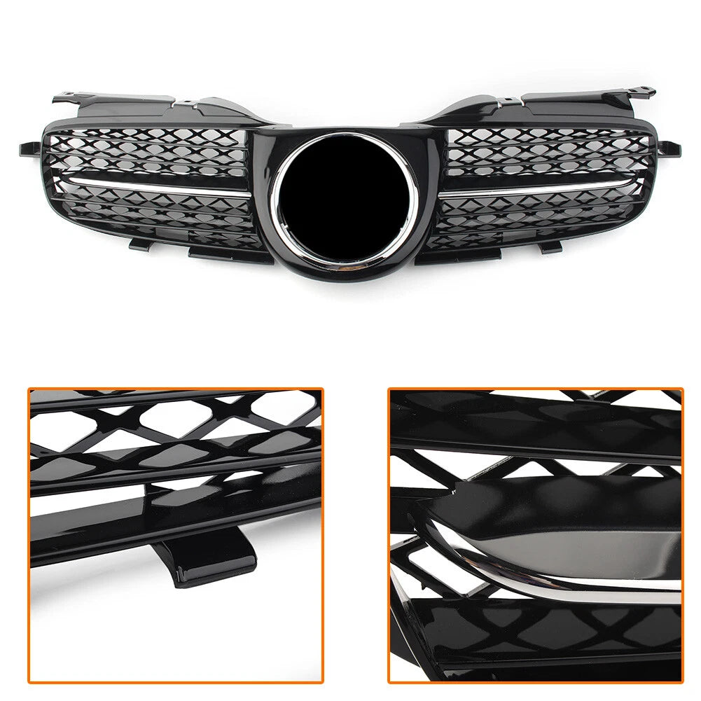 Chrome Black Front Upper Grill for Mercedes Benz R170 W170 SLK Class (1998-2004)