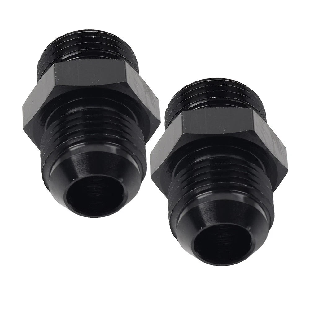 2 x Black Aluminum AN10 Flare to 6AN ORB Male Fitting Adapter for Universal